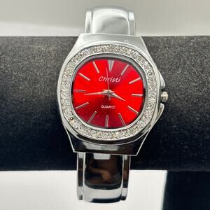 Silver & Red Christi Watch